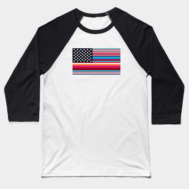 Serape American Flag // Mexican American Heritage Baseball T-Shirt by SLAG_Creative